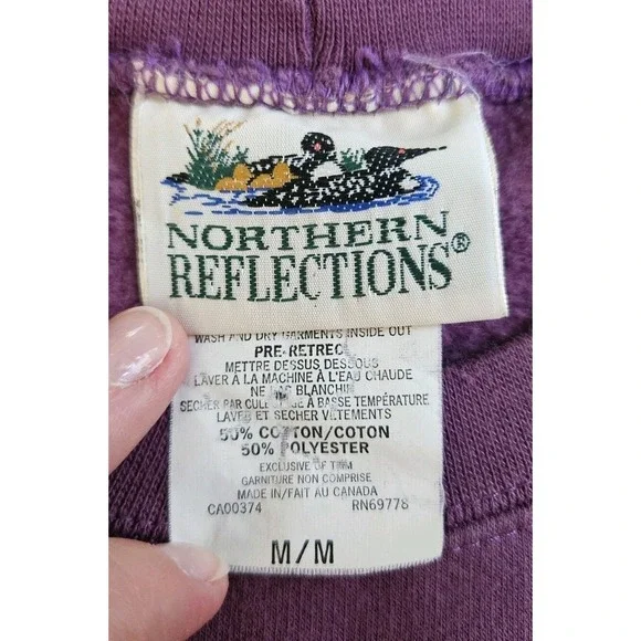 Vintage Northern Reflections Sweatshirt Spring Trail Scene Medium Purple - Picture 3 of 8
